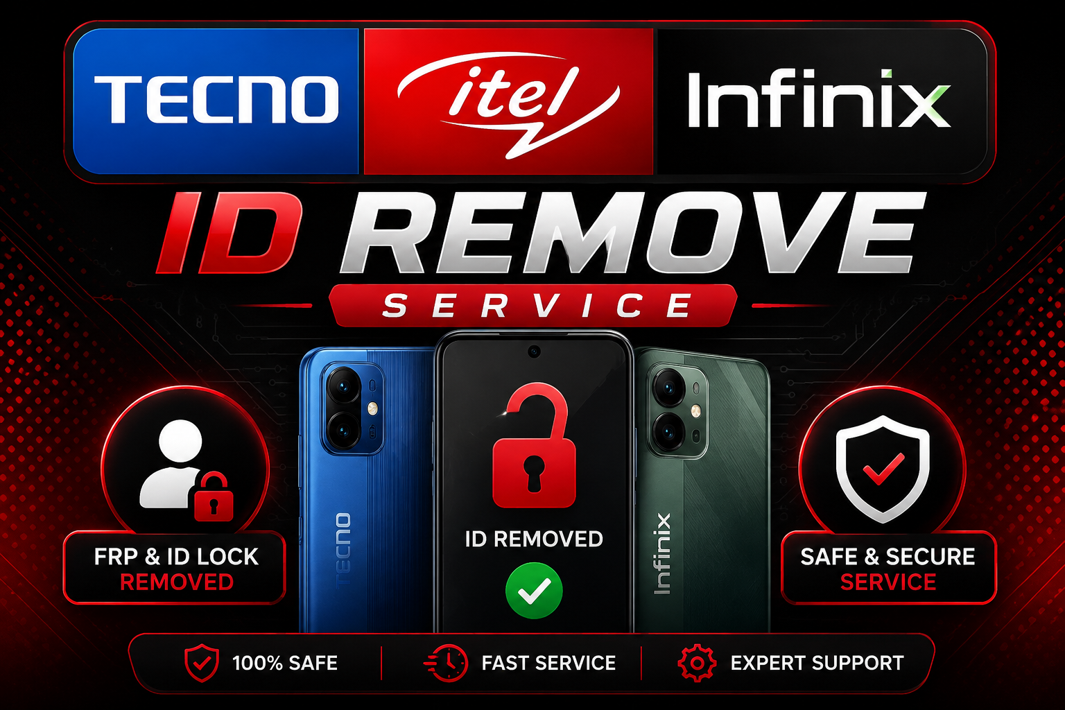 INFINIX - TECNO - ITEL ID Removal - Official Service { 1 - 3 HOUR } 100% SUCCESS 